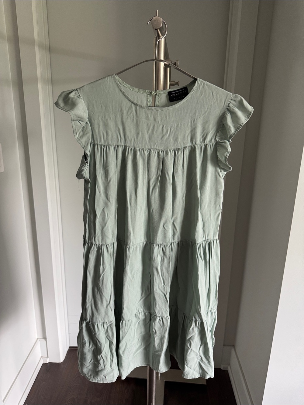 Mint Green Tiered Flutter Sleeve Dress